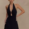 Malakhai Chiffon Halter Mini Dress – Black