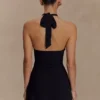 Malakhai Chiffon Halter Mini Dress – Black