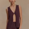 Malani Knit Top With Hardware – Chocolate