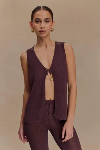 Malani Knit Top With Hardware – Chocolate Malani Knit Top With Hardware – Chocolate