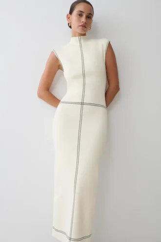 Malone Bandage Knit Midi Dress – Ivory