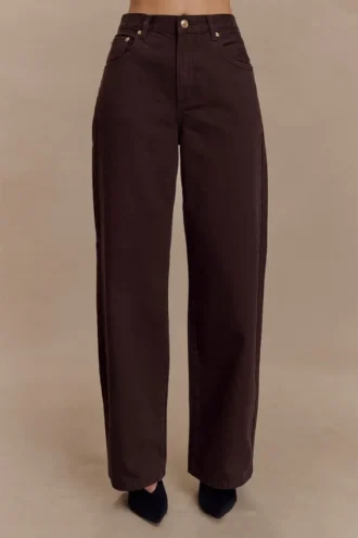 Mannon Mid Rise Denim Jeans – Chocolate