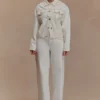 Kirra Cinched Denim Jacket – White Kirra Cinched Denim Jacket – White