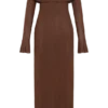 Marcel Off Shoulder Diamante Maxi Dress – Chocolate
