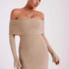 Marcel Off Shoulder Diamante Maxi Dress – Nude Marcel Off Shoulder Diamante Maxi Dress – Nude