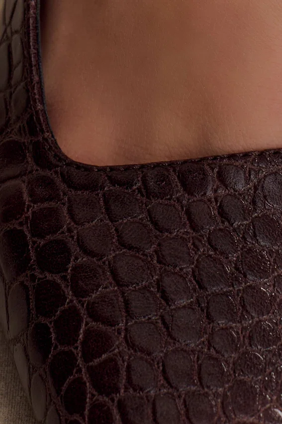 Maren Faux Leather Crocodile Heel – Chocolate Maren Faux Leather Crocodile Heel – Chocolate