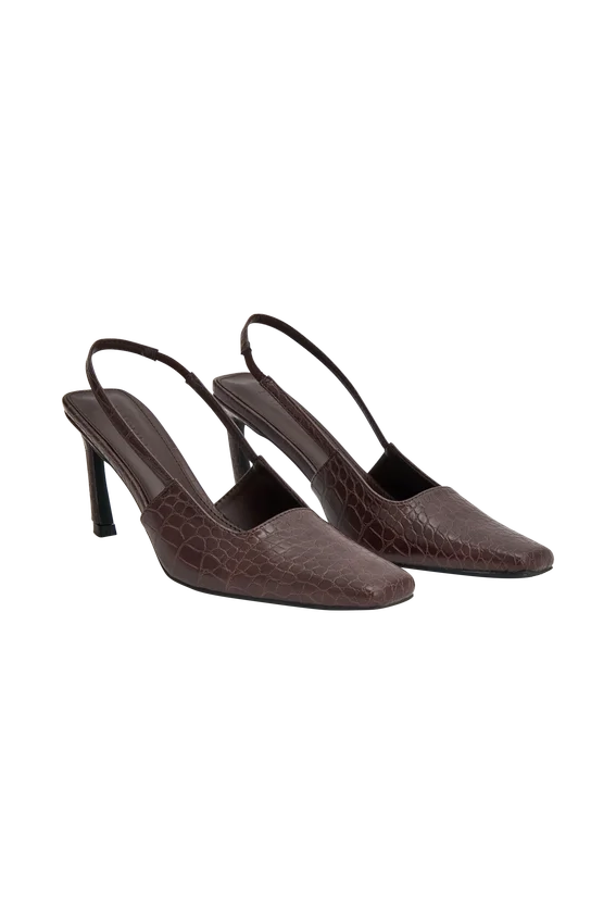 Maren Faux Leather Crocodile Heel – Chocolate Maren Faux Leather Crocodile Heel – Chocolate