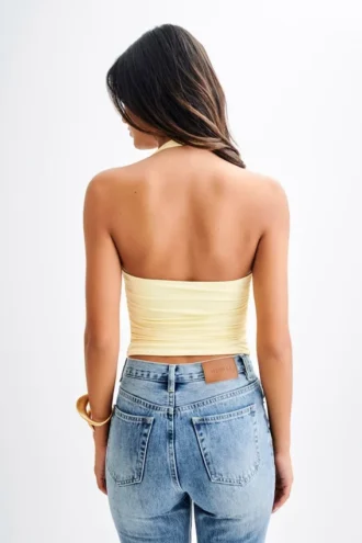 Marie Recycled Halter Top – Lemon Sherbet