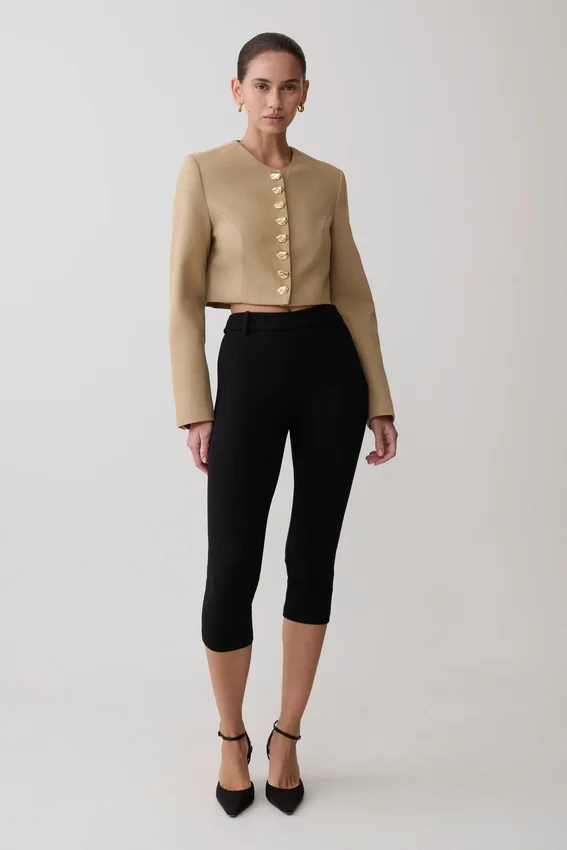 Marielle Button Up Cropped Jacket – Taupe Marielle Button Up Cropped Jacket – Taupe