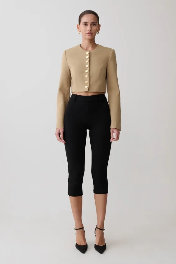 Marielle Button Up Cropped Jacket – Taupe Marielle Button Up Cropped Jacket – Taupe