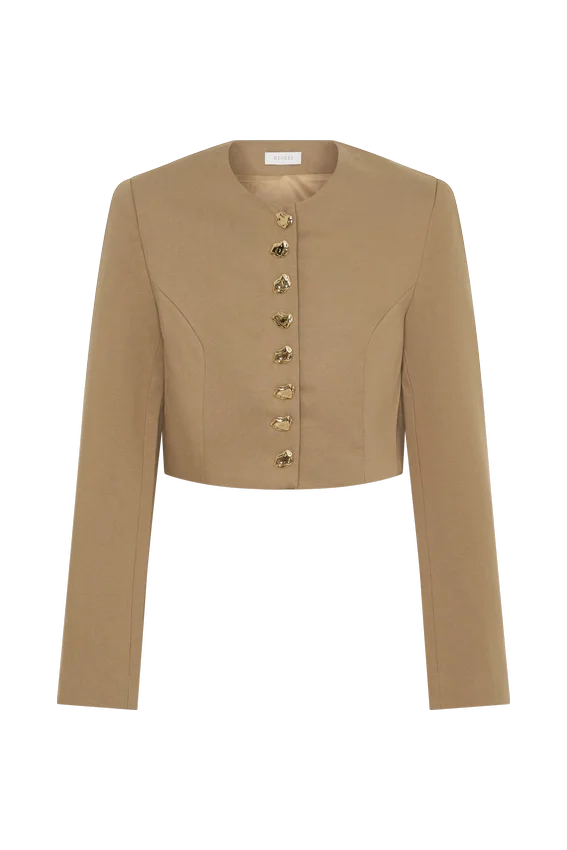 Marielle Button Up Cropped Jacket – Taupe Marielle Button Up Cropped Jacket – Taupe