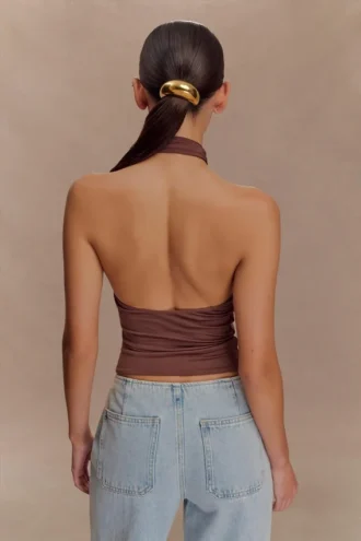 Mariposa Slinky Halter Top – Chocolate
