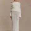 Marisol Off Shoulder Boucle Maxi Dress – Ivory