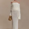 Marisol Off Shoulder Boucle Maxi Dress – Ivory