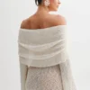 Marisol Off Shoulder Boucle Mini Dress – Ivory