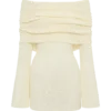 Marisol Off Shoulder Boucle Mini Dress – Ivory