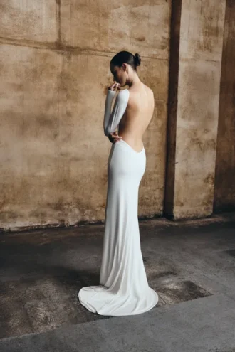 Marlene Slinky Low Back Maxi Dress – White