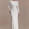 Marlene Slinky Low Back Maxi Dress – White Marlene Slinky Low Back Maxi Dress – White