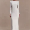 Marlene Slinky Low Back Maxi Dress – White Marlene Slinky Low Back Maxi Dress – White