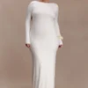 Marlene Slinky Low Back Maxi Dress – White Marlene Slinky Low Back Maxi Dress – White