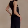 Marlon Crepe And Mesh Maxi Dress – Black