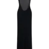 Marlon Crepe And Mesh Maxi Dress – Black