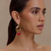 Marna Large Hoop Earrings With Stones – Gold Marna Large Hoop Earrings With Stones – Gold
