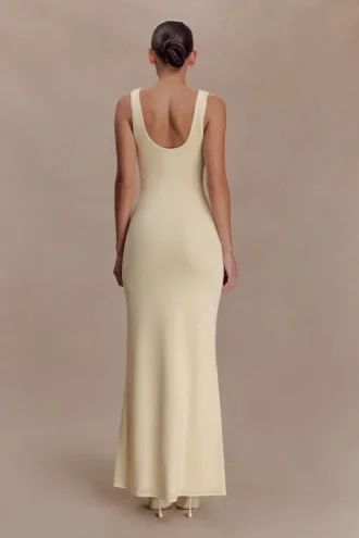Marta Slinky Cowl Maxi Dress – Lemon