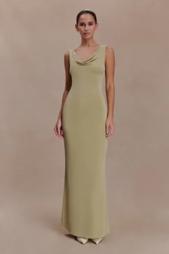 Marta Slinky Cowl Maxi Dress – Sage