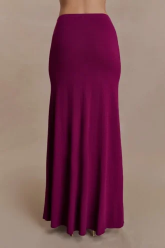 Martiena Knit Maxi Skirt – Plum