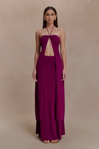 Marimae Long Knit Top – Plum