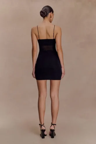 Maryk Mesh Mini Dress – Black