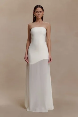 Mason Crepe And Chiffon Maxi Dress – Ivory