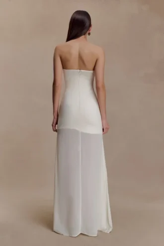 Mason Crepe And Chiffon Maxi Dress – Ivory