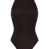 Matilda Ruched Mesh Bodysuit – Chocolate Matilda Ruched Mesh Bodysuit – Chocolate