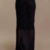 Matilda Ruched Mesh Maxi Skirt – Black Matilda Ruched Mesh Maxi Skirt – Black