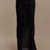 Matilda Ruched Mesh Maxi Skirt – Black Matilda Ruched Mesh Maxi Skirt – Black