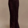 Matilda Ruched Mesh Maxi Skirt – Chocolate Matilda Ruched Mesh Maxi Skirt – Chocolate