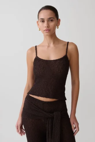 Mattais Boucle Knit Top – Dark Chocolate