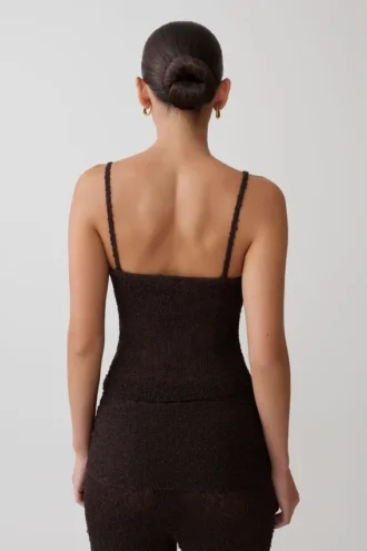 Mattais Boucle Knit Top – Dark Chocolate