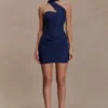 Mattea Diamante Mini Dress With Scarf – Navy Mattea Diamante Mini Dress With Scarf – Navy