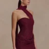 Mattea Diamante Mini Dress With Scarf – Plum Mattea Diamante Mini Dress With Scarf – Plum