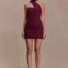 Mattea Diamante Mini Dress With Scarf – Plum Mattea Diamante Mini Dress With Scarf – Plum