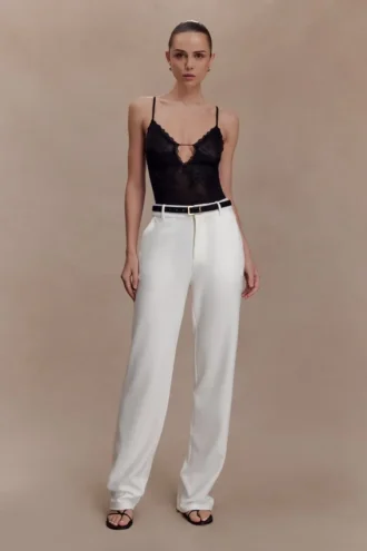Maude Crepe Straight Leg Pants – Ivory