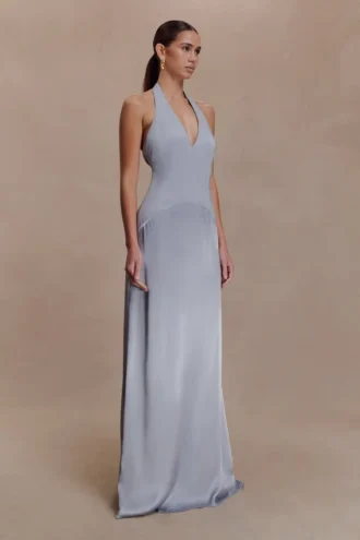 Maura Taffeta And Satin Maxi Dress – Cornflower Blue