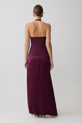 Maura Taffeta And Satin Maxi Dress – Wine