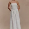 Maureen Broderie Strapless Maxi Dress – White Maureen Broderie Strapless Maxi Dress – White