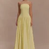 Maureen Cotton Shirring Maxi Dress – Lemon