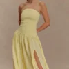Maureen Cotton Shirring Maxi Dress – Lemon