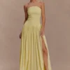 Maureen Cotton Shirring Maxi Dress – Lemon